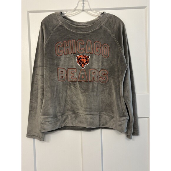 Chicago Bears Team Apparel NFL Soft Fleece Grey Orange Sweatshirt Sleepwear Med - Picture 1 of 5